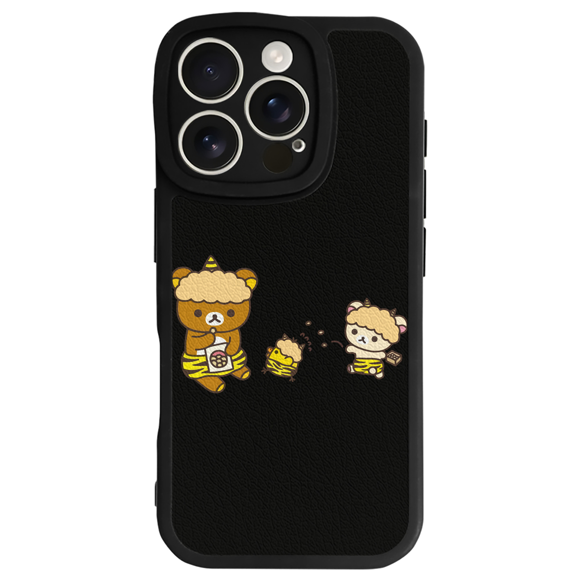 （画像用） リラックマ リラックマ キイロイトリ Rilakkuma Korilakkuma Kiiroitori 【iPhone 16シリーズ対応】シリコンスマホケース（レザー調） 材質：シリコン